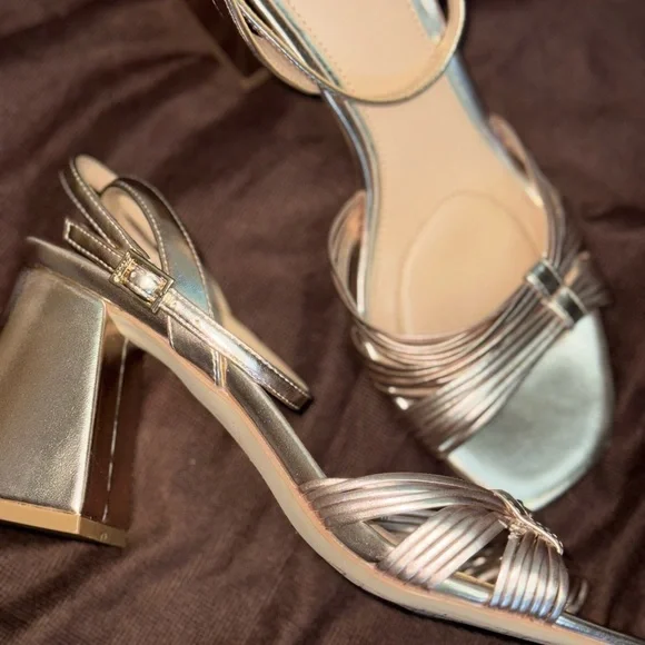 Jewel Badgley Mischka Metallic Strappy Heels